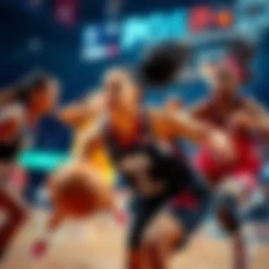 Female basketball players competing intensely during a WNBA game
