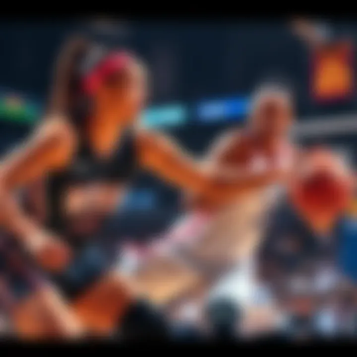 Two WNBA players competing during a match, showcasing athleticism and teamwork on the court.