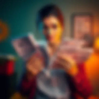 A woman looks stressed while holding bills and financial papers, reflecting her struggle with debt after helping her partner.