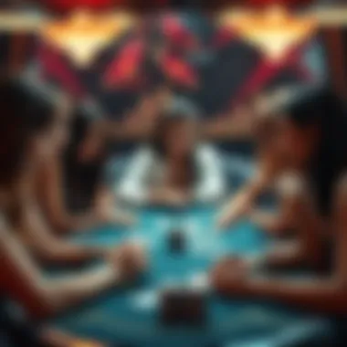Women Playing Poker A group of women engaged in a competitive poker game, showing concentration and strategy.