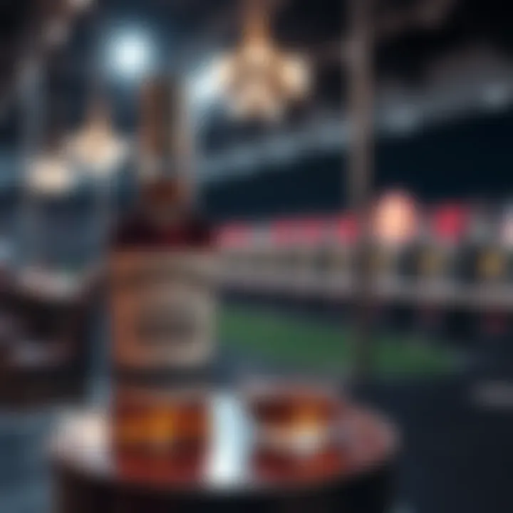 A display of Woodford Bourbon bottle and new artwork presented at the KY Derby 152 event at Churchill Downs.