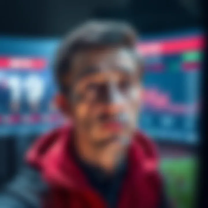 Person looking worried at their betting account Concerned bettor staring at a screen showing a negative balance after a betting mistake