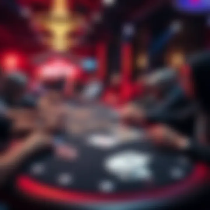 WSOP Event Cashes A poker table with chips and cards, showing players engaging in a World Series of Poker event while discussing Hendon Mob results