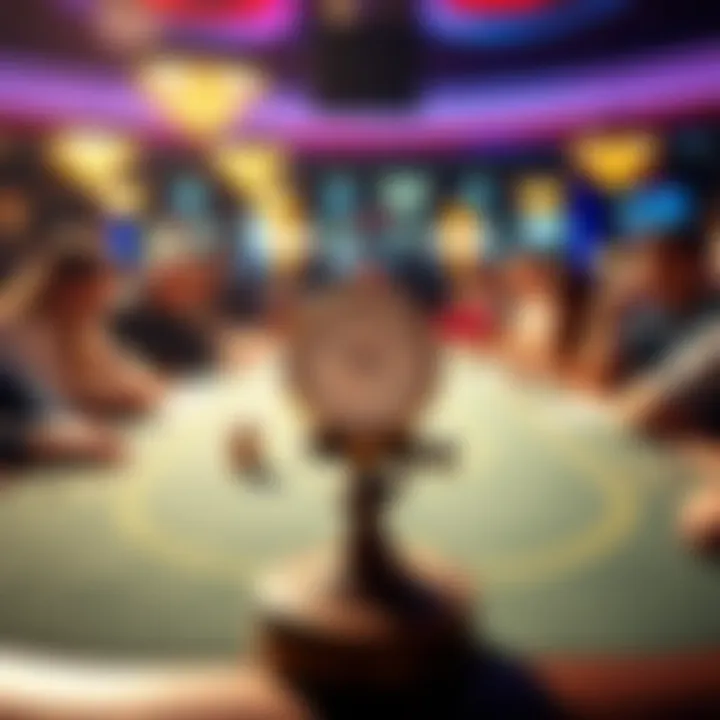 A poker table with players focused, showing a clock indicating time management rules at WSOP Gold Coast.