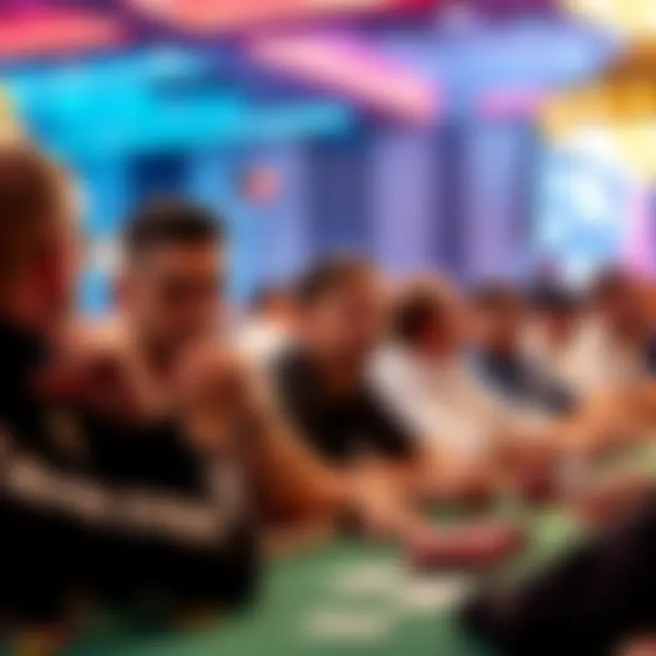 Players at the WSOP Main Event Europa reacting to a surprising hand on Day 2