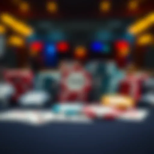 WSOP Poker Chips A collection of colorful WSOP poker chips stacked on a table with cards in the background