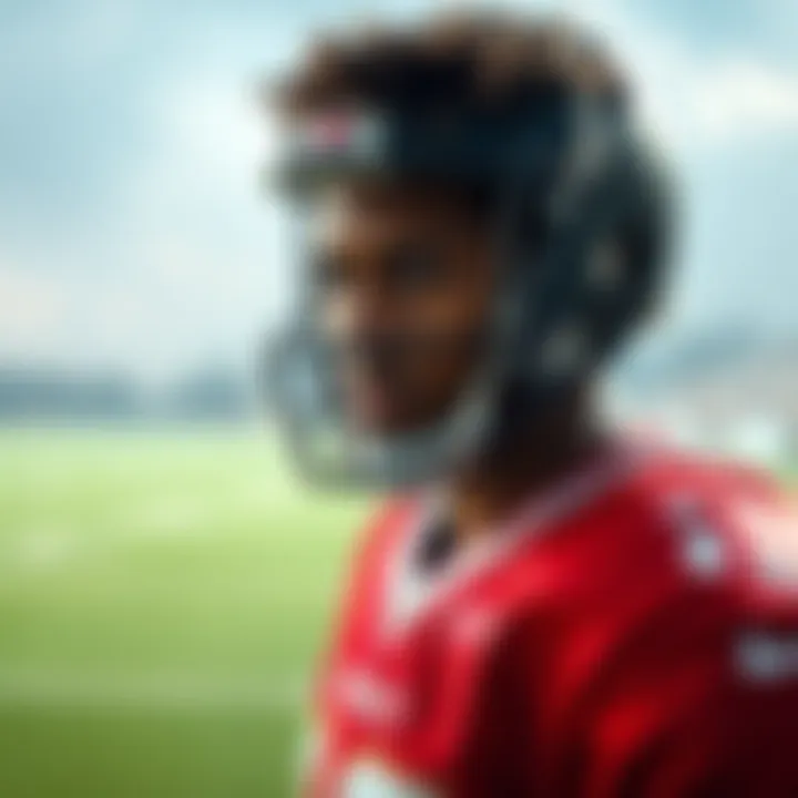 Xavier Worthy in a football uniform during a game, looking focused and determined