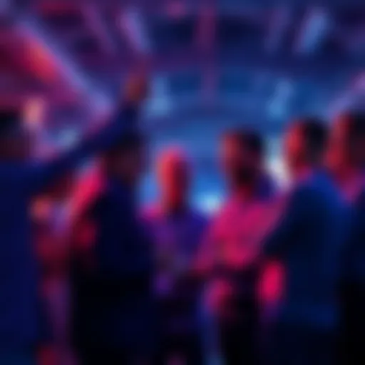 Group of investors discussing the new Yolo project with excitement