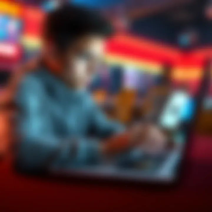 A young person questioning the safety of online poker on a laptop, with poker chips and cards visible on the screen