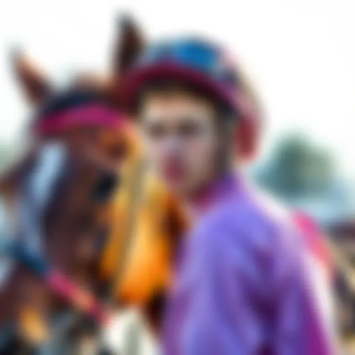 A 19-year-old man looks determined while standing next to a horse, dressed in riding gear, ready to start his journey as a jockey.