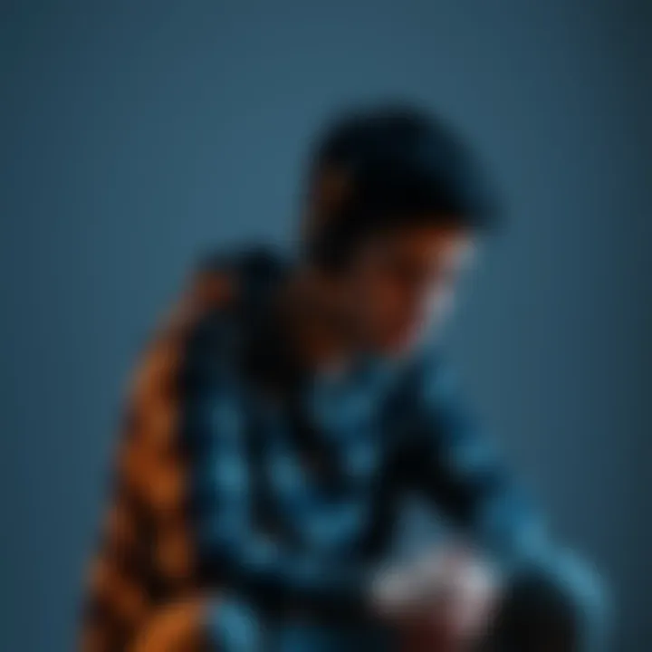 Young man reflecting on game losses Eighteen-year-old man sitting alone, looking concerned as he thinks about his money lost in gaming. He appears distressed and contemplative about his future.