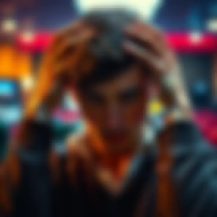 A distressed young man looks worried while holding his head in his hands, symbolizing regret after losing money in gambling.