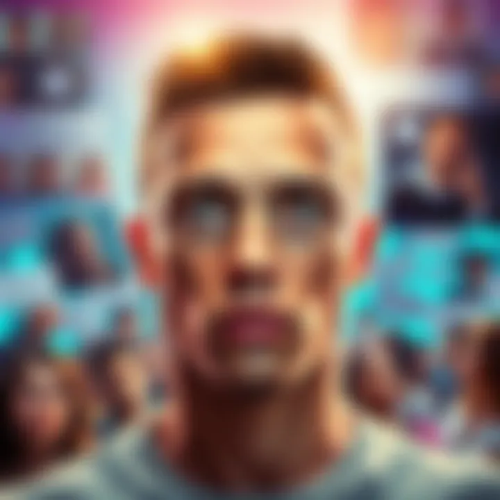 A young man with a unique facial feature, lacking a noticeable chin, surrounded by comments and reactions from people on social media.