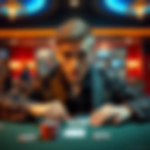 A 22-year-old man looks shocked at a blackjack table after losing a large sum of money, with cards and chips in front of him