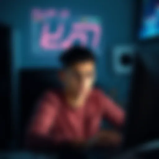 A young man with a distressed expression sits in front of a computer, reflecting on his loss in online gambling.