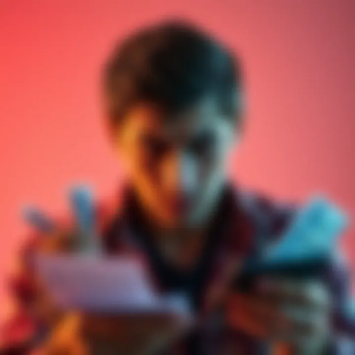 A 23-year-old man looking stressed while holding bills and a calculator, expressing concern about his finances.