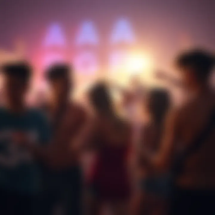 A group of young people dancing and listening to music at a lively outdoor party, showcasing a vibrant cultural scene.