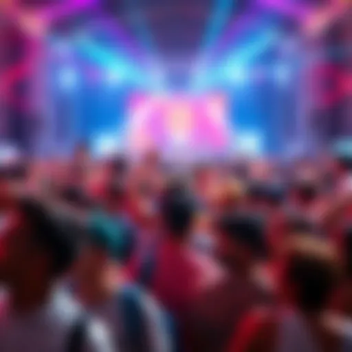 A vibrant crowd of young people enjoying a cultural event, filled with energy and excitement.