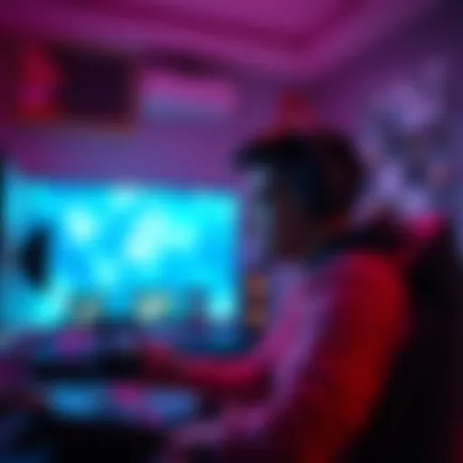 A person in a gaming setup with a camera and gaming console, brainstorming content ideas for a YouTube channel