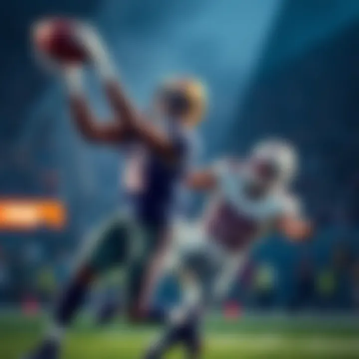 Zay Flowers catching a football while a defender is attempting to tackle him