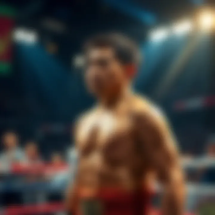 Zhang standing in the boxing ring looking disappointed after a recent defeat, with a crowd in the background showing mixed reactions.