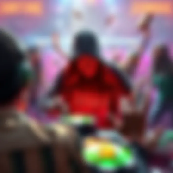 A player engaging with the Zombie Hunter game, surrounded by vibrant graphics depicting zombies and the spinning reels of the game.